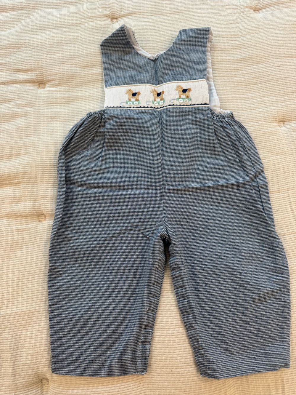 Blue Striped Smocked Front Kids One-Piece Romper